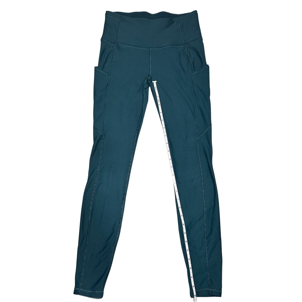 Lululemon Fast and Free Fleece Ligned Leggings Teal Blue Size 6 - Picture 10 of 16